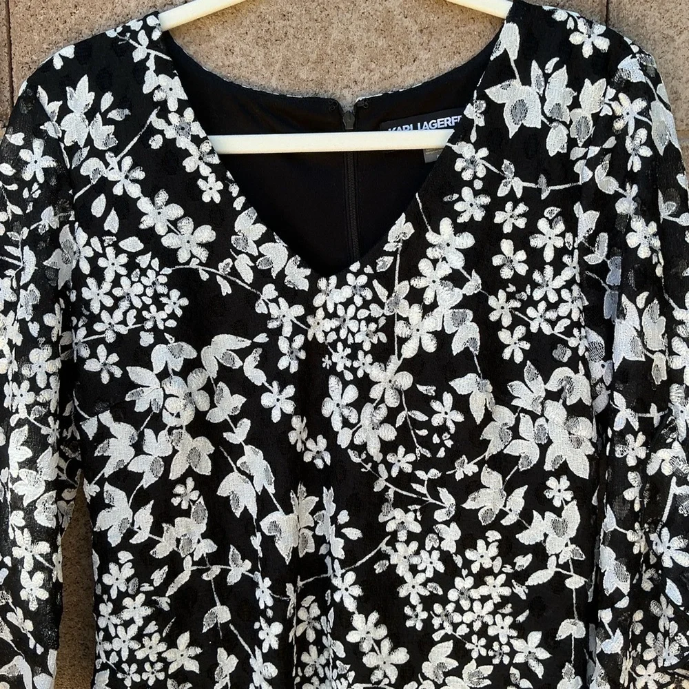 NWOT Karl Lagerfeld Carys Floral Lace Midi Dress Size 8 Whimsical Romantic